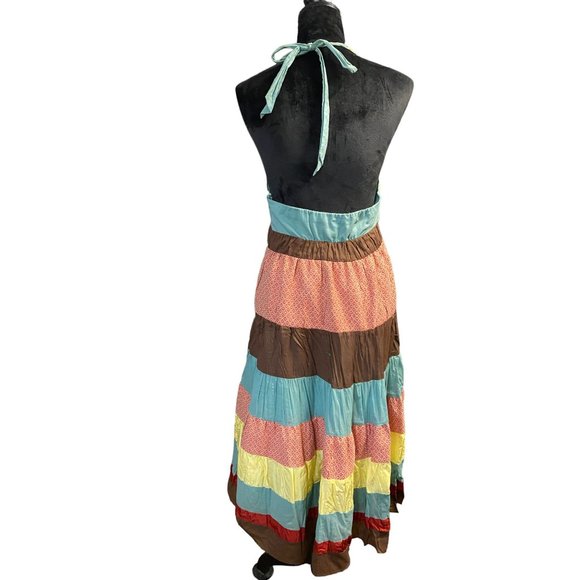 Vintage BCBG Max Azaria Halter BoHo Sundress Size Medium - Picture 2 of 8